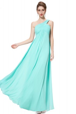 Empire One-Shoulder Long Light Blue Chiffon Bridesmaid Dresses/Evening Dresses/Maternity Dresses BD010293