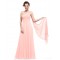 Empire One-Shoulder Long Pink Chiffon Bridesmaid Dresses/Evening Dresses/Maternity Dresses BD010294
