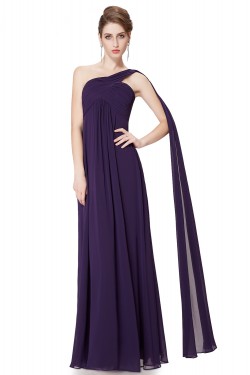 Empire One-Shoulder Long Purple Chiffon Bridesmaid Dresses/Evening Dresses/Maternity Dresses BD010295