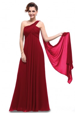 Empire One-Shoulder Long Burgundy Chiffon Bridesmaid Dresses/Evening Dresses/Maternity Dresses BD010296
