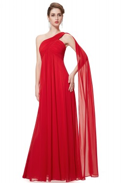 Empire One-Shoulder Long Red Chiffon Bridesmaid Dresses/Evening Dresses/Maternity Dresses BD010297