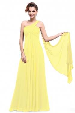 Empire One-Shoulder Long Yellow Chiffon Bridesmaid Dresses/Evening Dresses/Maternity Dresses BD010298