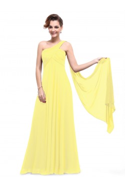 Empire One-Shoulder Long Yellow Chiffon Bridesmaid Dresses/Evening Dresses/Maternity Dresses BD010298
