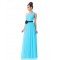 A-Line One-Shoulder Long Blue Chiffon Bridesmaid Dresses/Evening Dresses BD010300