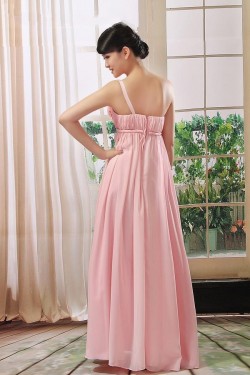 Empire One-Shoulder Long Pink Chiffon Bridesmaid Dresses/Evening Dresses/Maternity Dresses BD010306