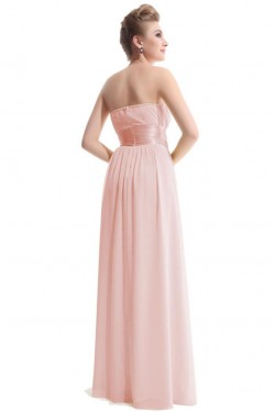 A-Line Strapless Chiffon Long Pink Bridesmaid Dresses/Wedding Party Dresses BD010308
