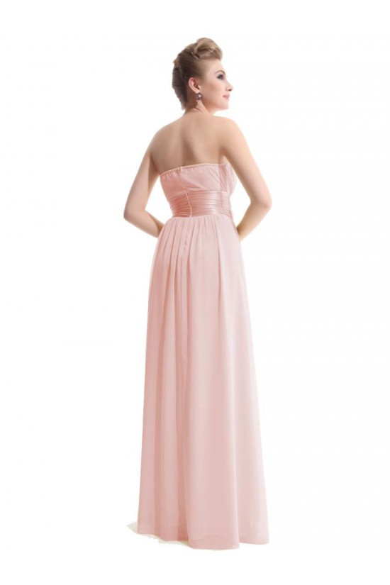 A-Line Strapless Chiffon Long Pink Bridesmaid Dresses/Wedding Party Dresses BD010308