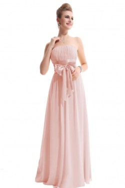 A-Line Strapless Chiffon Long Pink Bridesmaid Dresses/Wedding Party Dresses BD010308
