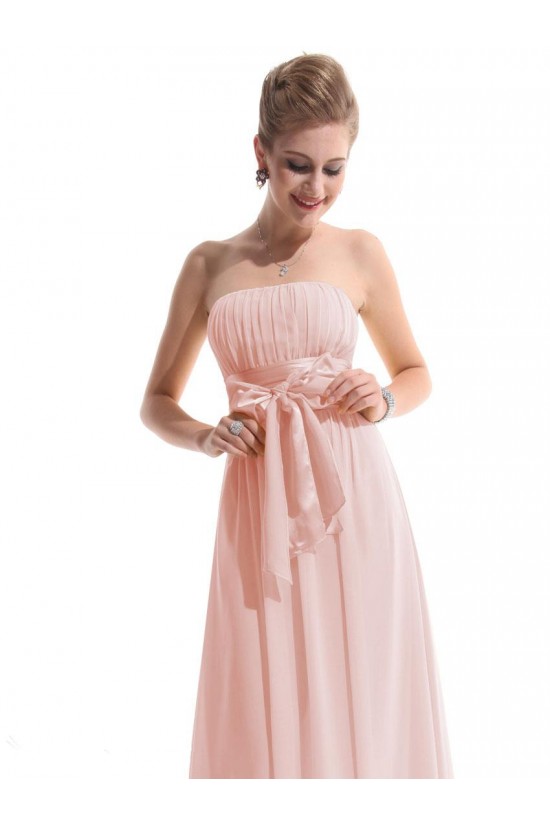 A-Line Strapless Chiffon Long Pink Bridesmaid Dresses/Wedding Party Dresses BD010308