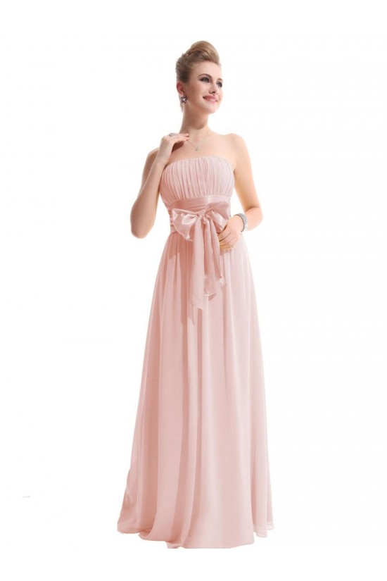 A-Line Strapless Chiffon Long Pink Bridesmaid Dresses/Wedding Party Dresses BD010308