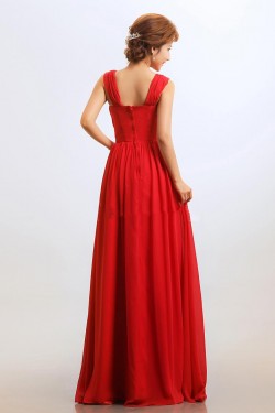 A-Line Chiffon Long Red Bridesmaid Dresses/Wedding Party Dresses BD010309