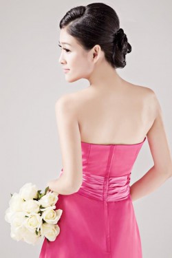 A-Line Strapless Short Hot Pink Bridesmaid Dresses/Wedding Party Dresses BD010312
