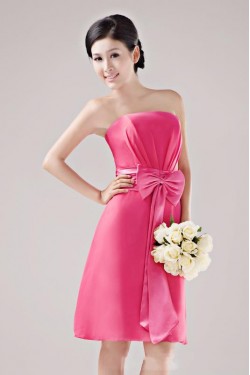 A-Line Strapless Short Hot Pink Bridesmaid Dresses/Wedding Party Dresses BD010312