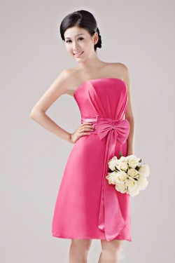 A-Line Strapless Short Hot Pink Bridesmaid Dresses/Wedding Party Dresses BD010312