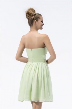 A-Line Strapless Short Green Chiffon Bridesmaid Dresses/Wedding Party Dresses BD010313
