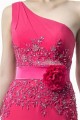 Sheath One-Shoulder Hot Pink Beaded Long Chiffon Bridesmaid Dresses/Evening Dresses BD010315
