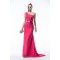 Sheath One-Shoulder Hot Pink Beaded Long Chiffon Bridesmaid Dresses/Evening Dresses BD010315
