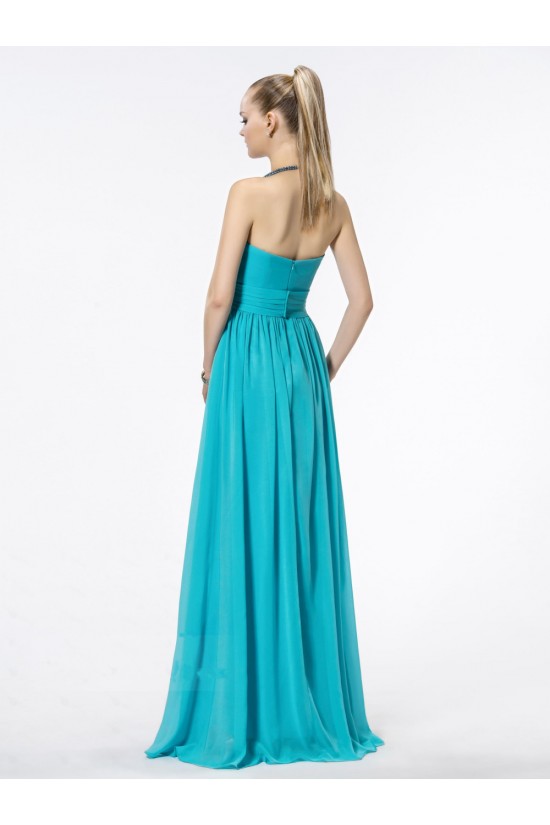 A-Line Strapless Long Blue Chiffon Bridesmaid Dresses/Wedding Party Dresses BD010318