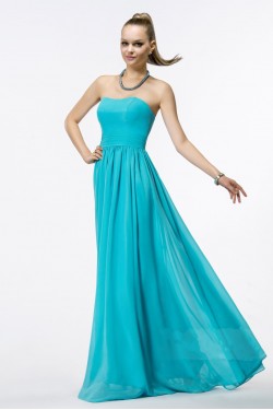 A-Line Strapless Long Blue Chiffon Bridesmaid Dresses/Wedding Party Dresses BD010318