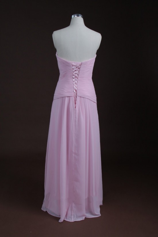 Sheath/Column Sweetheart Long Pink Chiffon Bridesmaid Dresses/Wedding Party Dresses BD010319