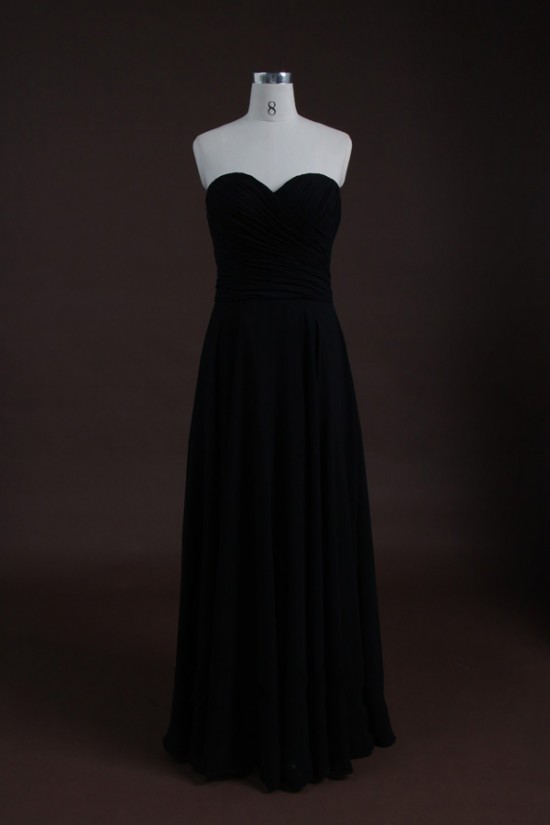 Sheath/Column Sweetheart Long Black Chiffon Bridesmaid Dresses/Wedding Party Dresses BD010320