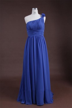 Sheath/Column One-Shoulder Long Blue Chiffon Bridesmaid Dresses/Wedding Party Dresses BD010321 Sheath/Column One-Shoulder Long Blue Chiffon Bridesmaid Dresses/Wedding Party Dresses BD010321