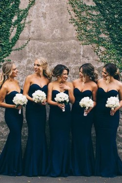 Mermaid Sweetheart Navy Blue Long Bridesmaid Dresses/Wedding Party Dresses BD010322