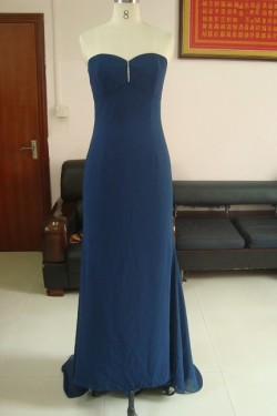 A-Line Removable One-Shoulder Long Blue Chiffon Bridesmaid Dresses/Wedding Party Dresses BD010326