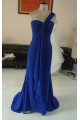 A-Line Removable One-Shoulder Long Blue Chiffon Bridesmaid Dresses/Wedding Party Dresses BD010326