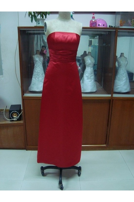 A-Line Strapless Long Red Bridesmaid Dresses/Wedding Party Dresses BD010327