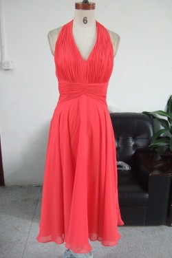 A-Line V-Neck Halter Short Chiffon Bridesmaid Dresses/Wedding Party Dresses BD010329