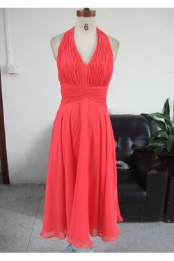 A-Line V-Neck Halter Short Chiffon Bridesmaid Dresses/Wedding Party Dresses BD010329