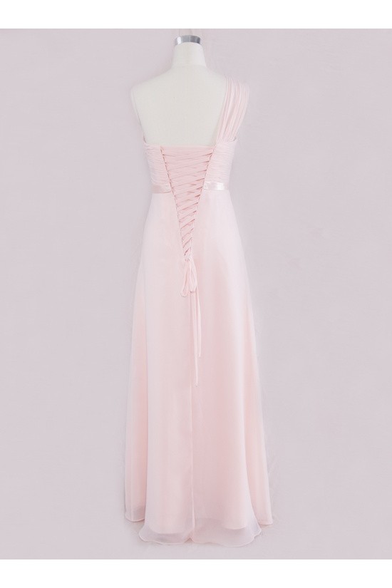 A-Line One-Shoulder Long Pink Chiffon Bridesmaid Dresses/Wedding Party Dresses BD010331 A-Line One-Shoulder Long Pink Chiffon Bridesmaid Dresses/Wedding Party Dresses BD010331