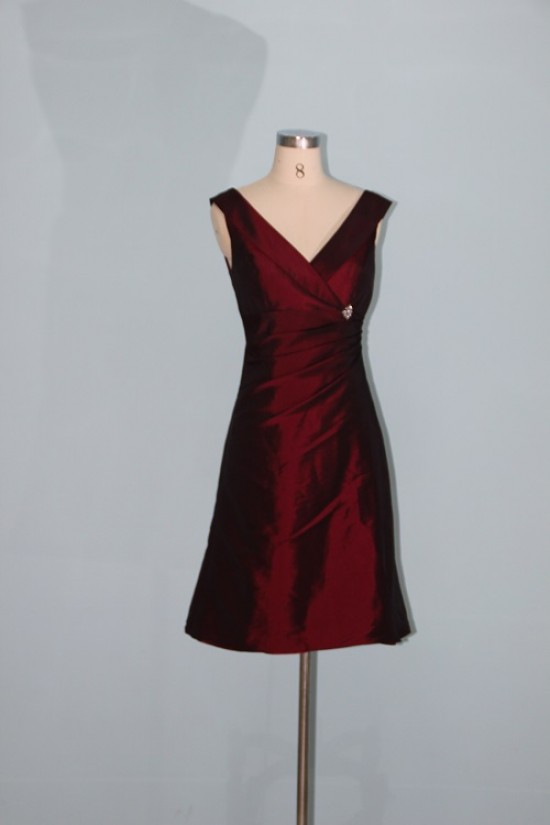 A-Line Short V-Neck Taffeta Bridesmaid Dresses/Wedding Party Dresses BD010334 A-Line Short V-Neck Taffeta Bridesmaid Dresses/Wedding Party Dresses BD010334