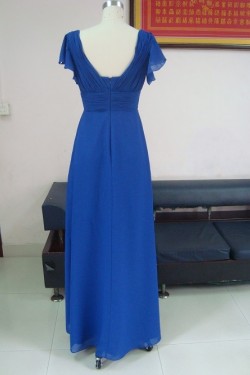 Sheath/Column V-Neck Long Royal Blue Chiffon Bridesmaid Dresses/Wedding Party Dresses BD010335