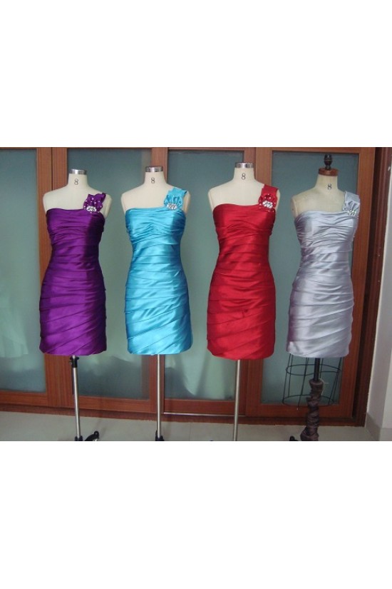 Short/Mini One-Shoulder Bridesmaid Dresses/Wedding Party Dresses BD010337