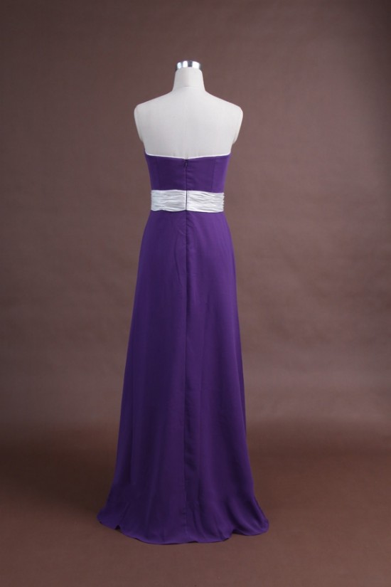 A-Line Strapless Long Purple Chiffon Bridesmaid Dresses/Wedding Party Dresses BD010343