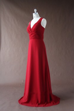 A-Line Long Red Chiffon Bridesmaid Dresses/Wedding Party Dresses BD010344
