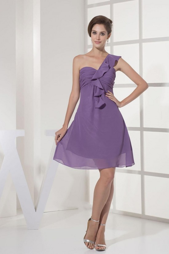 A-Line One-Shoulder Short Chiffon Bridesmaid Dresses/Wedding Party Dresses BD010348 A-Line One-Shoulder Short Chiffon Bridesmaid Dresses/Wedding Party Dresses BD010348