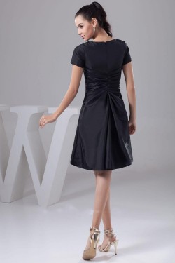 A-Line Short Sleeve Black Bridesmaid Dresses/Wedding Party Dresses BD010349
