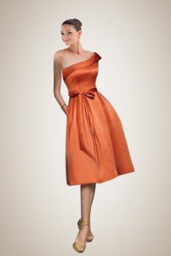 A-Line One-Shoulder Short Satin Bridesmaid Dresses/Wedding Party Dresses BD010352
