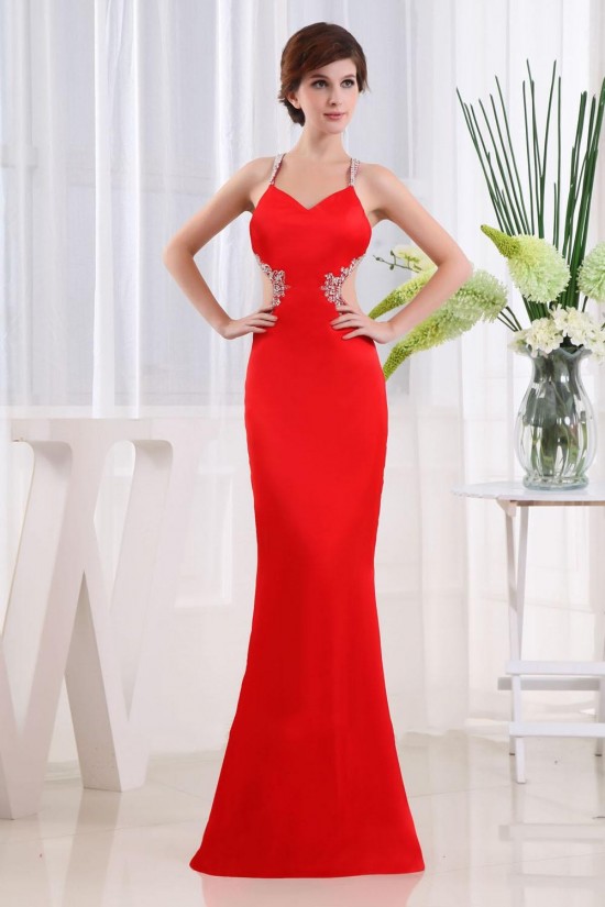 Trumpet/Mermaid Beaded Long Red Bridesmaid Dresses/Wedding Party Dresses BD010353