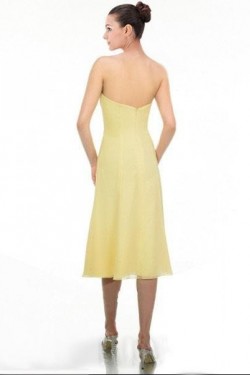 A-Line Strapless Short Yellow Chiffon Bridesmaid Dresses/Wedding Party Dresses BD010365