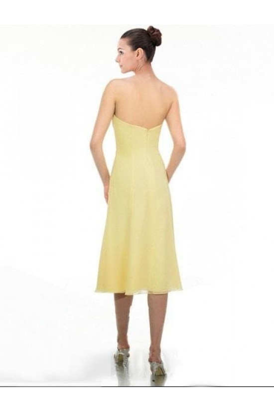 A-Line Strapless Short Yellow Chiffon Bridesmaid Dresses/Wedding Party Dresses BD010365
