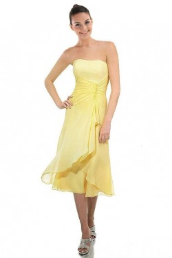 A-Line Strapless Short Yellow Chiffon Bridesmaid Dresses/Wedding Party Dresses BD010365
