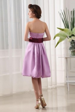 A-Line Strapless Short Purple Satin Bridesmaid Dresses/Wedding Party Dresses BD010369