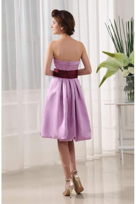 A-Line Strapless Short Purple Satin Bridesmaid Dresses/Wedding Party Dresses BD010369 A-Line Strapless Short Purple Satin Bridesmaid Dresses/Wedding Party Dresses BD010369