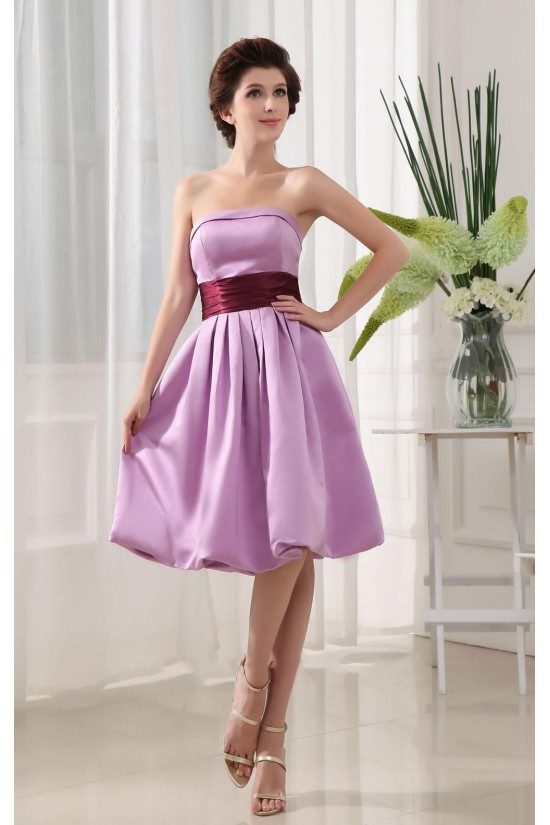 A-Line Strapless Short Purple Satin Bridesmaid Dresses/Wedding Party Dresses BD010369 A-Line Strapless Short Purple Satin Bridesmaid Dresses/Wedding Party Dresses BD010369