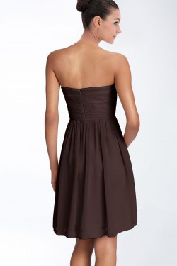 A-Line Sweetheart Short Coffee Chiffon Bridesmaid Dresses/Wedding Party Dresses BD010374