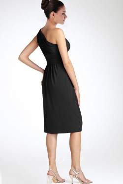 One-Shoulder Short Black Chiffon Bridesmaid Dresses/Wedding Party Dresses BD010375